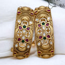 Jewel Addiction Gold Plated Rajwadi Finish Pota Stone Openable Bangle Set
