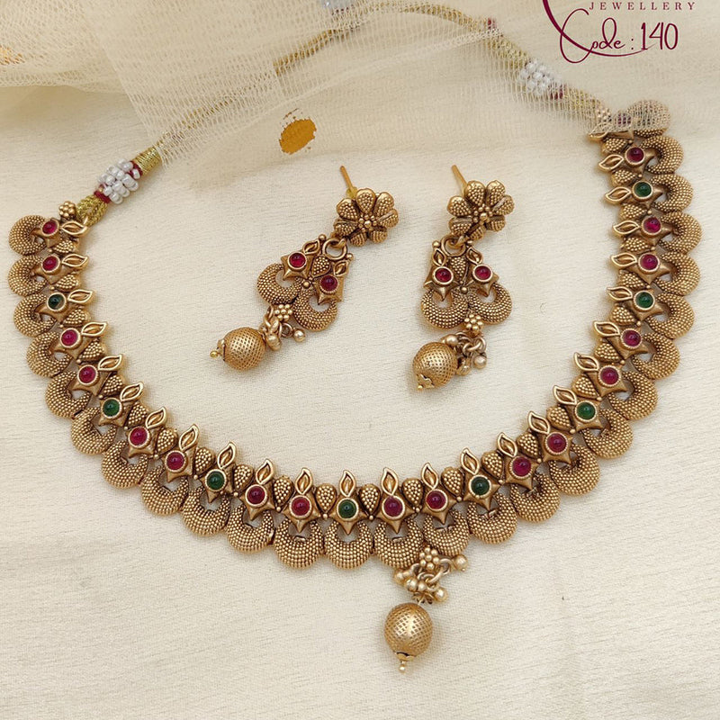 Jewel Addiction Copper Gold Pota Stone Necklace Set