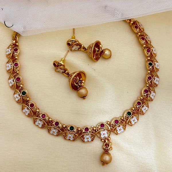 Jewel Addiction Copper Gold Pota Stone Necklace Set