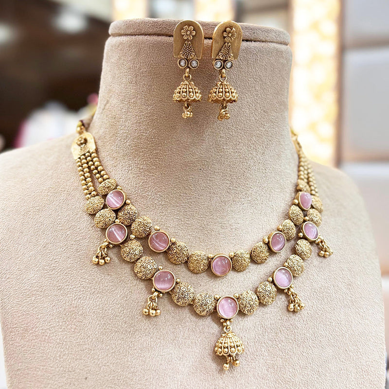 Jewel Addiction Copper Gold Pota Stone Necklace Set