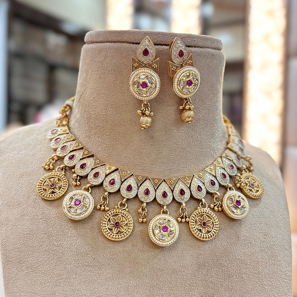 Jewel Addiction Copper Gold Pota Stone Necklace Set