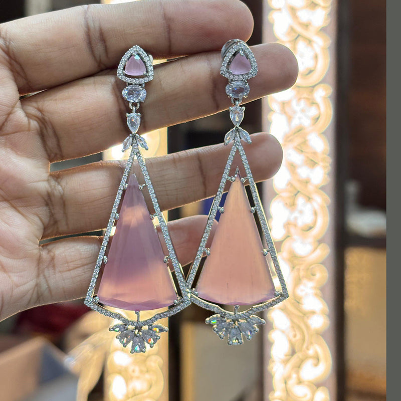 Jewel Addiction Silver Plated Crystal Stone Dangler Earrings