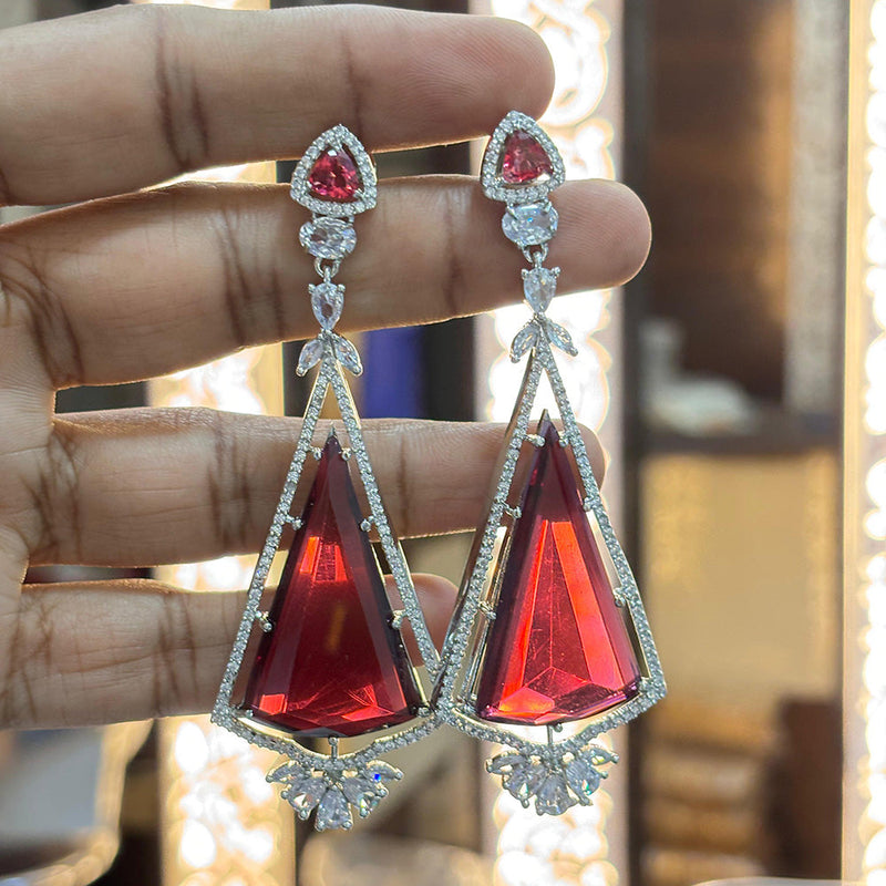 Jewel Addiction Silver Plated Crystal Stone Dangler Earrings