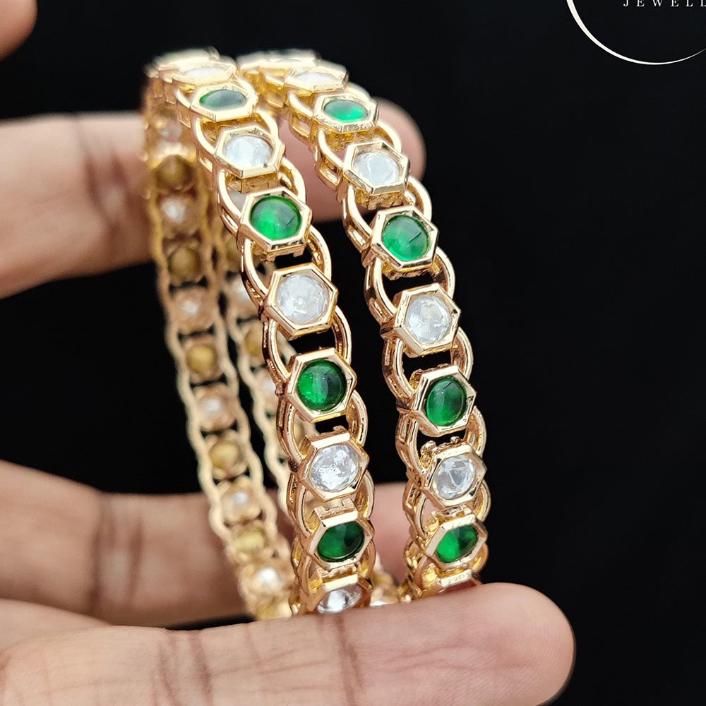 Jewel Addiction Gold Plated Kundan Stone Bangle Set