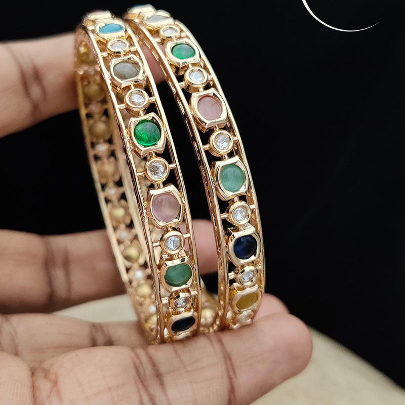 Jewel Addiction Gold Plated Kundan Stone Bangle Set