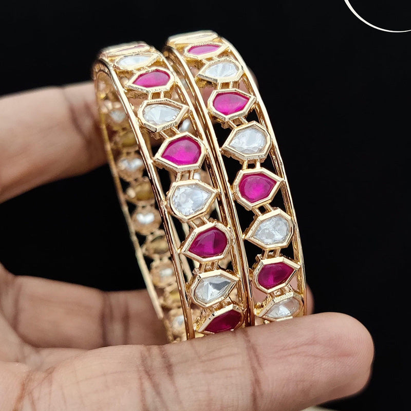 Jewel Addiction Gold Plated Kundan Stone Bangle Set