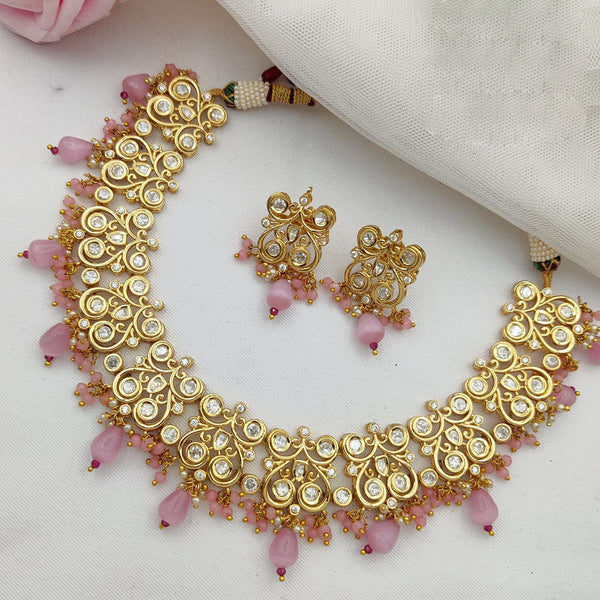 Jewel Addiction Gold Plated Polki Kundan Necklace Set