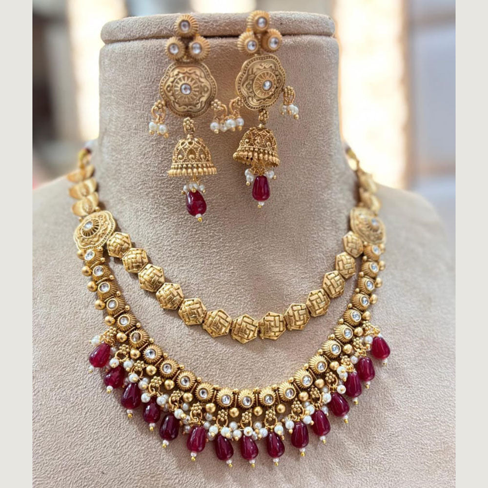Jewel Addiction Copper Gold Pota Stone Necklace Set