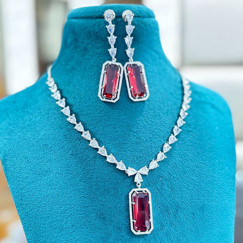 Jewel Addiction Silver Plated AD Necklace Set