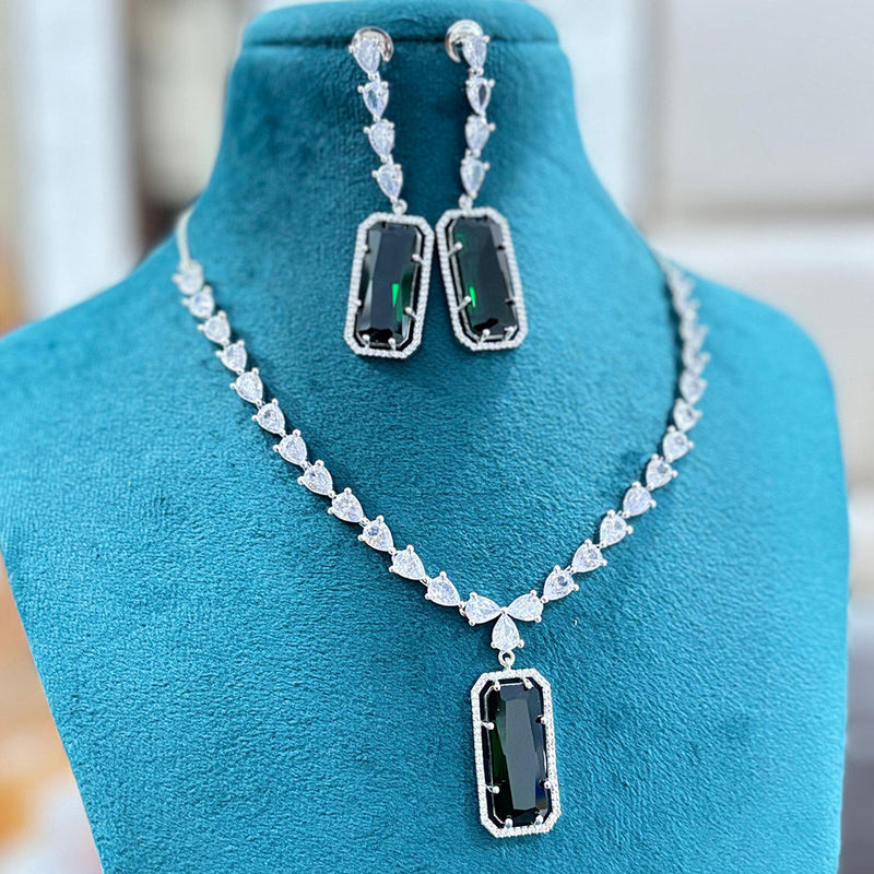 Jewel Addiction Silver Plated AD Necklace Set