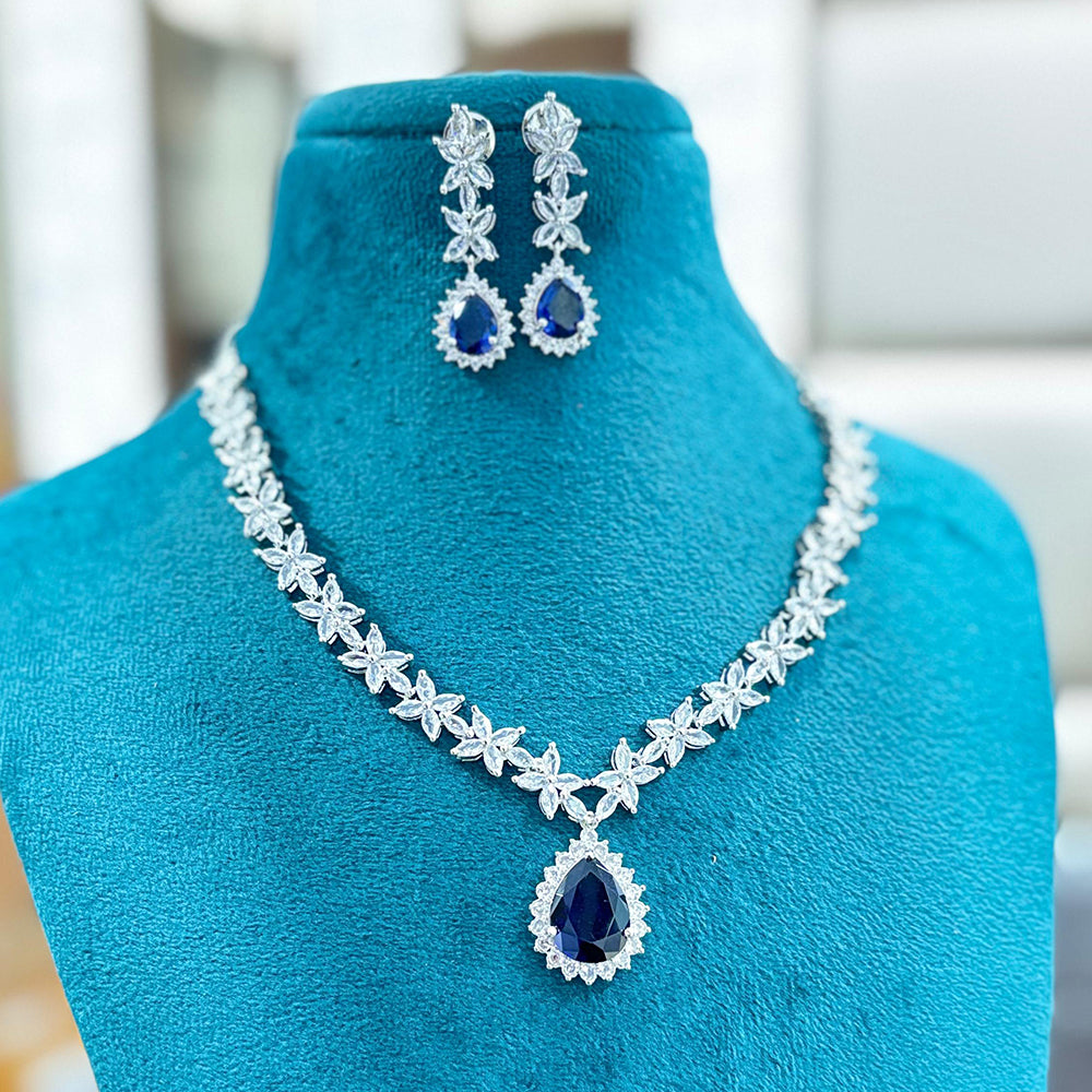 Jewel Addiction Silver Plated AD Necklace Set