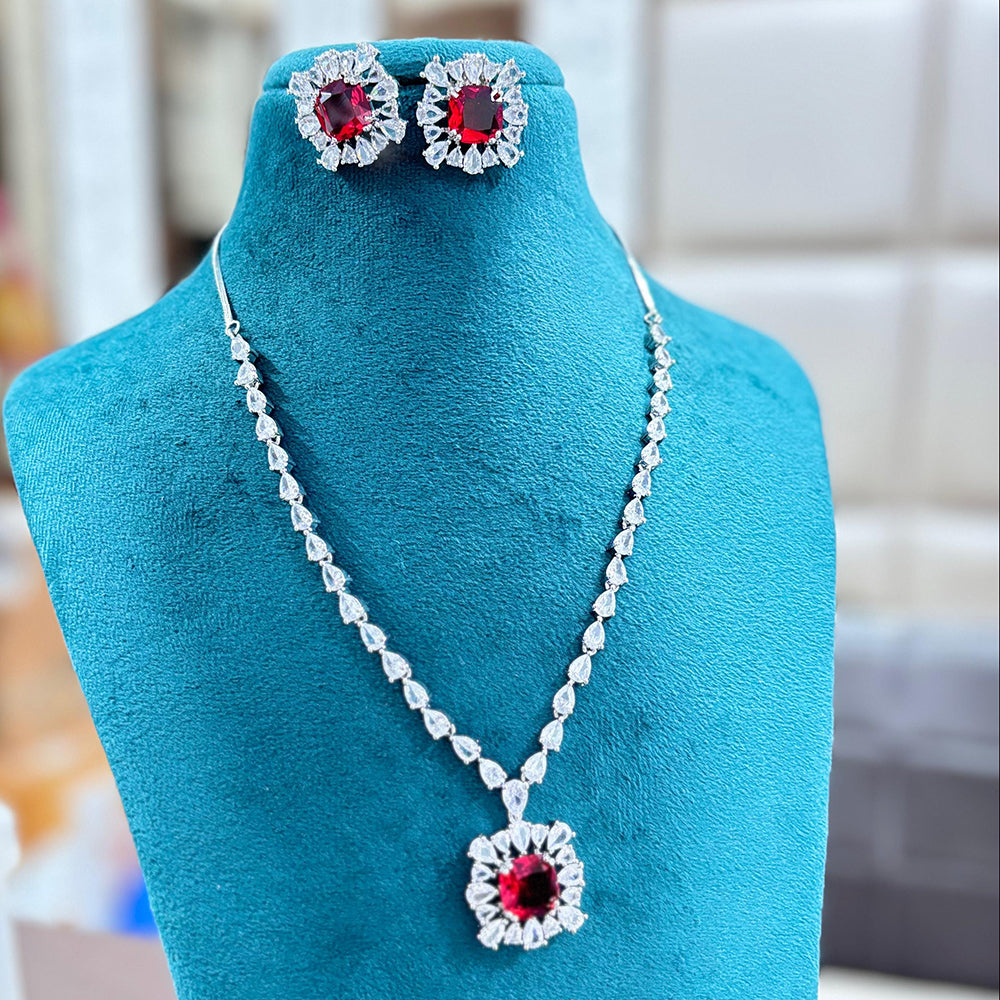 Jewel Addiction Silver Plated AD Necklace Set