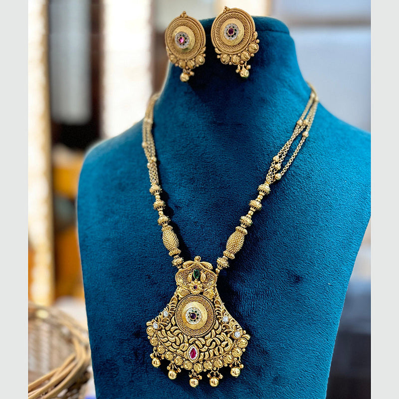 Jewel Addiction Copper Gold Plated Pota Stone Temple Necklace Set