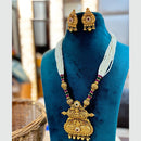 Jewel Addiction Copper Gold Plated Pota Stone And Pearls Long Necklace Set