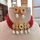 Jewel Addiction Copper Gold Plated Polki Kundan And Pearls Choker Necklace Set