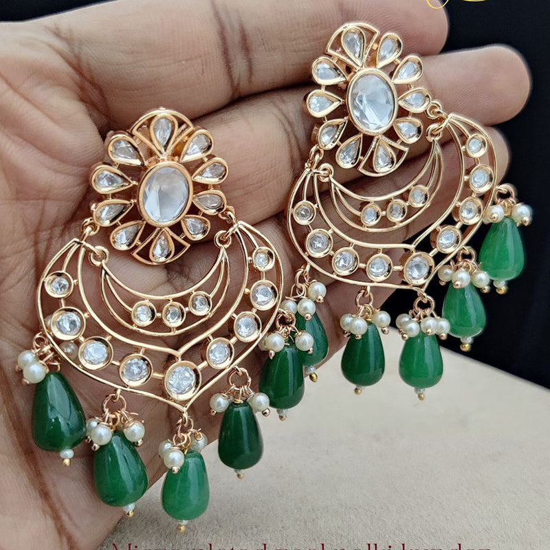 Jewel Addiction Gold Plated Polki Kandan Stone And Pearls Dangler Earrings