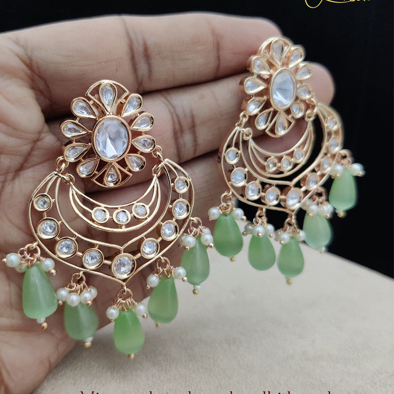 Jewel Addiction Gold Plated Polki Kandan Stone And Pearls Dangler Earrings