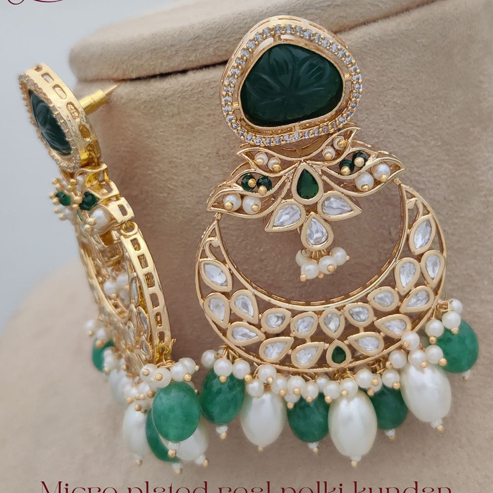 Jewel Addiction Gold Plated Polki Kandan Stone And Pearls Dangler Earrings