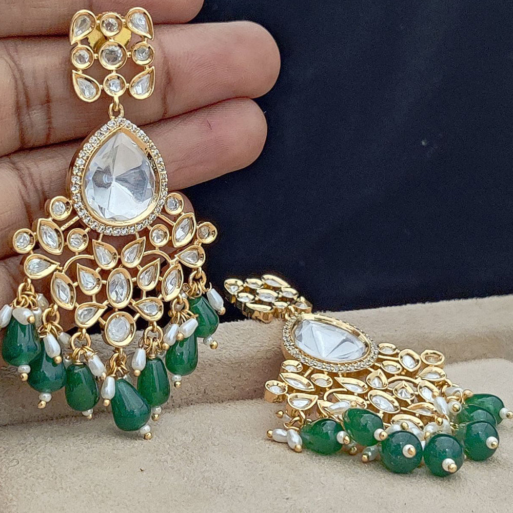 Jewel Addiction Gold Plated Polki Kandan Stone And Pearls Dangler Earrings