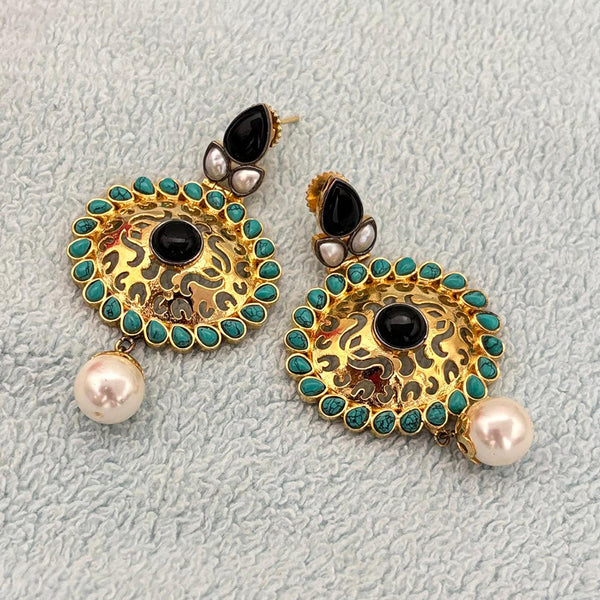 Jewel Addiction Gold Plated Kundan Stone Dangler Earrings