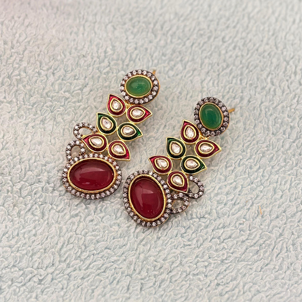 Jewel Addiction Gold Plated Kundan Stone Dangler Earrings