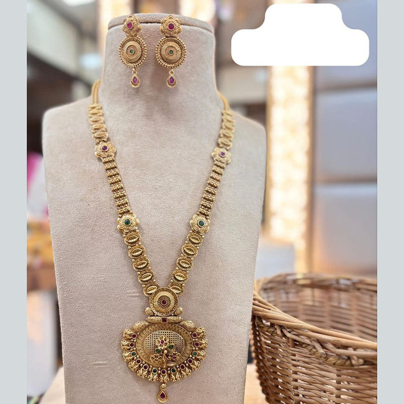 Jewel Addiction Gold Plated Pota Stone Long Necklace Set