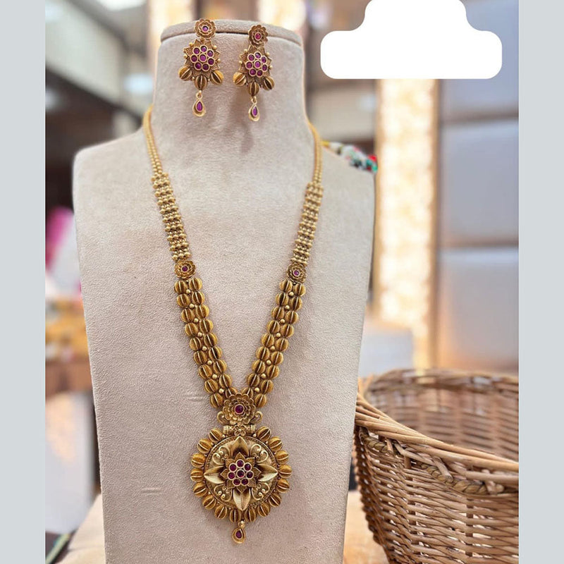 Jewel Addiction Gold Plated Pota Stone Long Necklace Set