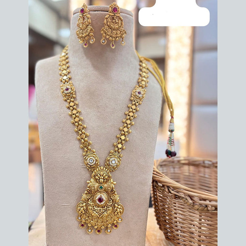 Jewel Addiction Gold Plated Pota Stone And Pearls Long Necklace Set