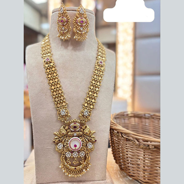 Jewel Addiction Gold Plated Pota Stone Long Necklace Set