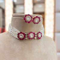 Jewel Addiction Gold Plated Polki Kundan And Pearls Choker Necklace Set