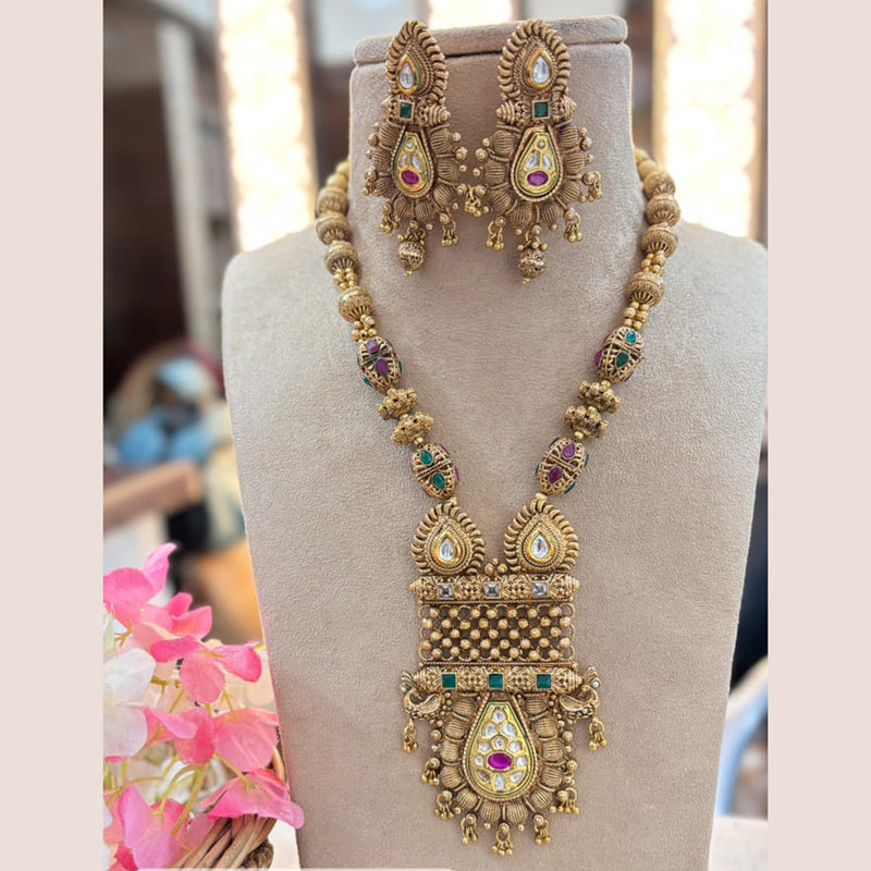 Jewel Addiction Copper Gold Pota Stone Long Necklace Set