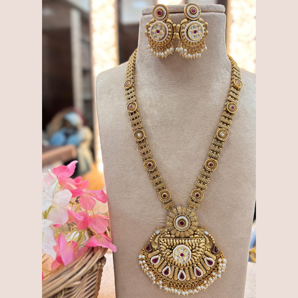 Jewel Addiction Copper Gold Pota Stone Long Necklace Set