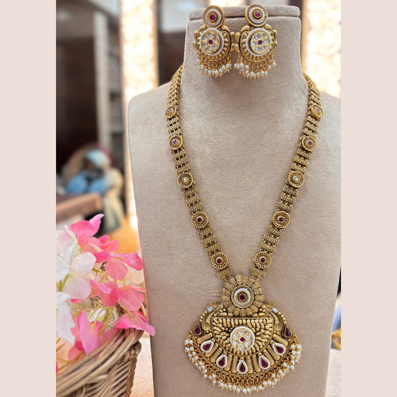 Jewel Addiction Copper Gold Pota Stone Long Necklace Set