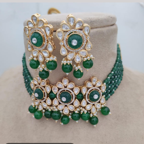 Jewel Addiction Gold Plated Polki Kundan And Beads Choker Necklace Set