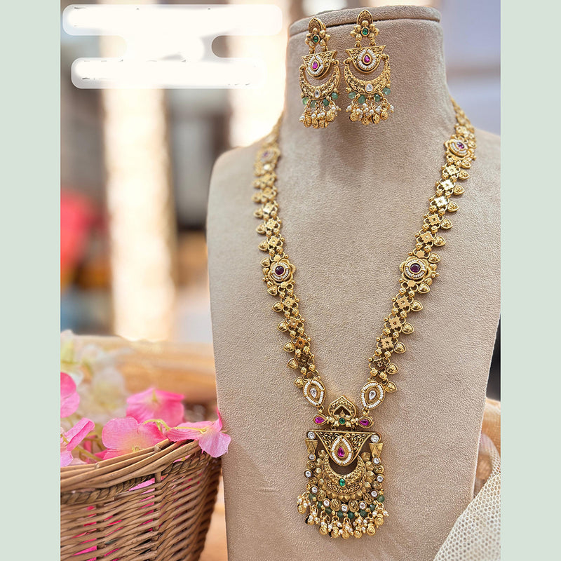 Jewel Addiction Copper Gold Pota Stone Long Necklace Set