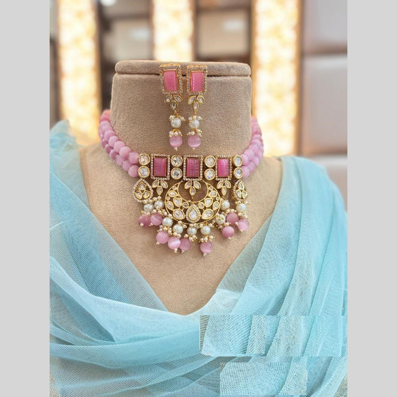 Jewel Addiction Gold Plated Polki Kundan And Beads Choker Necklace Set