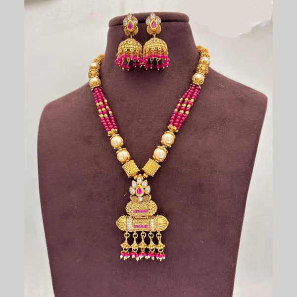 Jewel Addiction Gold Plated Pota Stone And Pearls Necklace Set