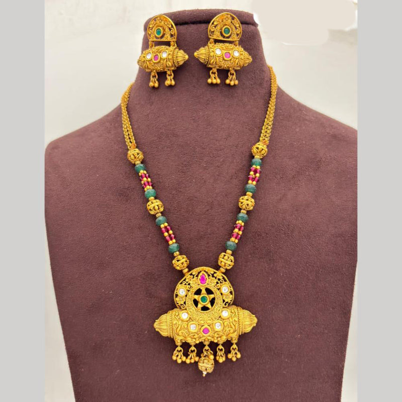 Jewel Addiction Gold Plated Pota Stone And Pearls Necklace Set