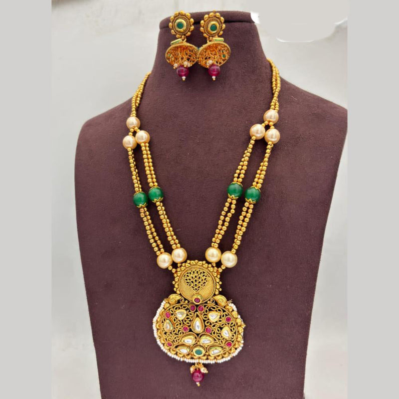 Jewel Addiction Gold Plated Pota Stone And Pearls Necklace Set