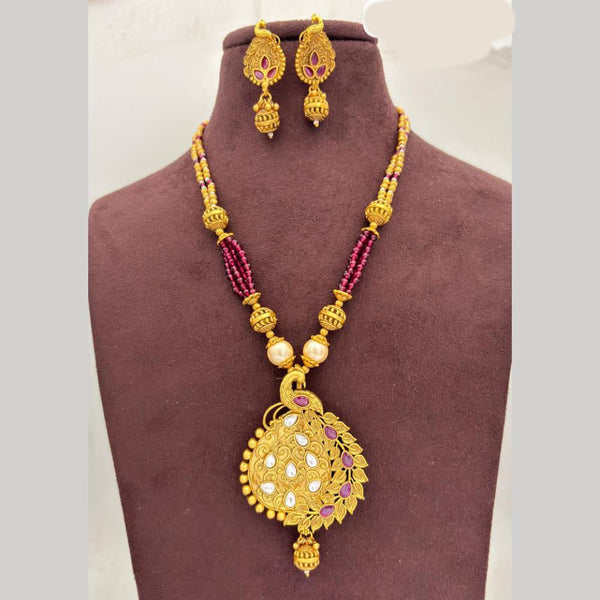 Jewel Addiction Gold Plated Pota Stone And Pearls Necklace Set