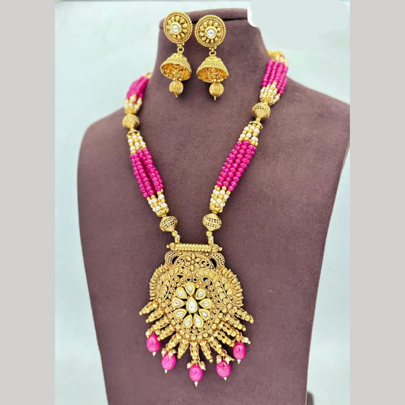 Jewel Addiction Gold Plated Kundan Stone And Pearls Necklace Set