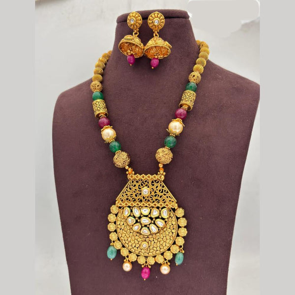 Jewel Addiction Gold Plated Kundan Stone And Beads Necklace Set