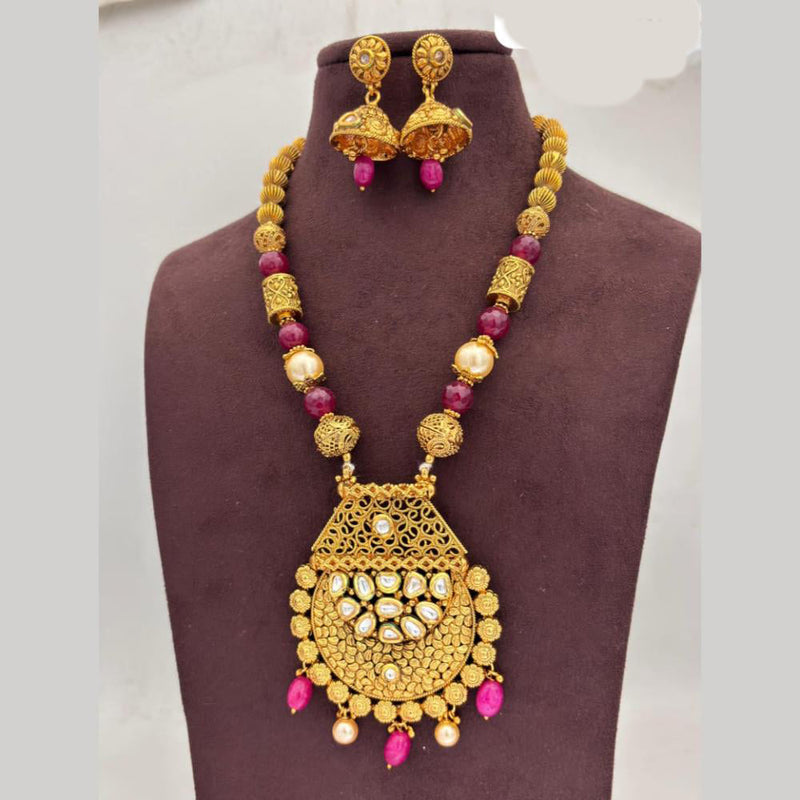 Jewel Addiction Gold Plated Kundan Stone And Beads Necklace Set