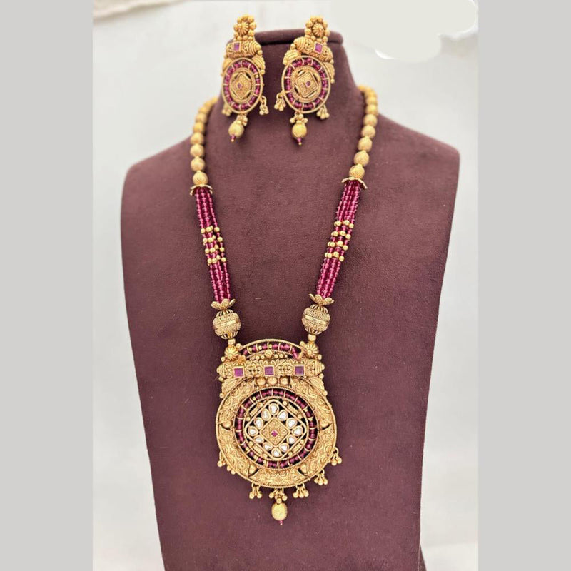 Jewel Addiction Gold Plated Kundan Stone And Pearls Necklace Set