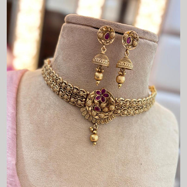 Jewel Addiction Gold Plated Pota Stone Choker Necklace Set