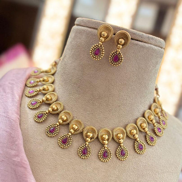 Jewel Addiction Gold Plated Pota Stone Choker Necklace Set