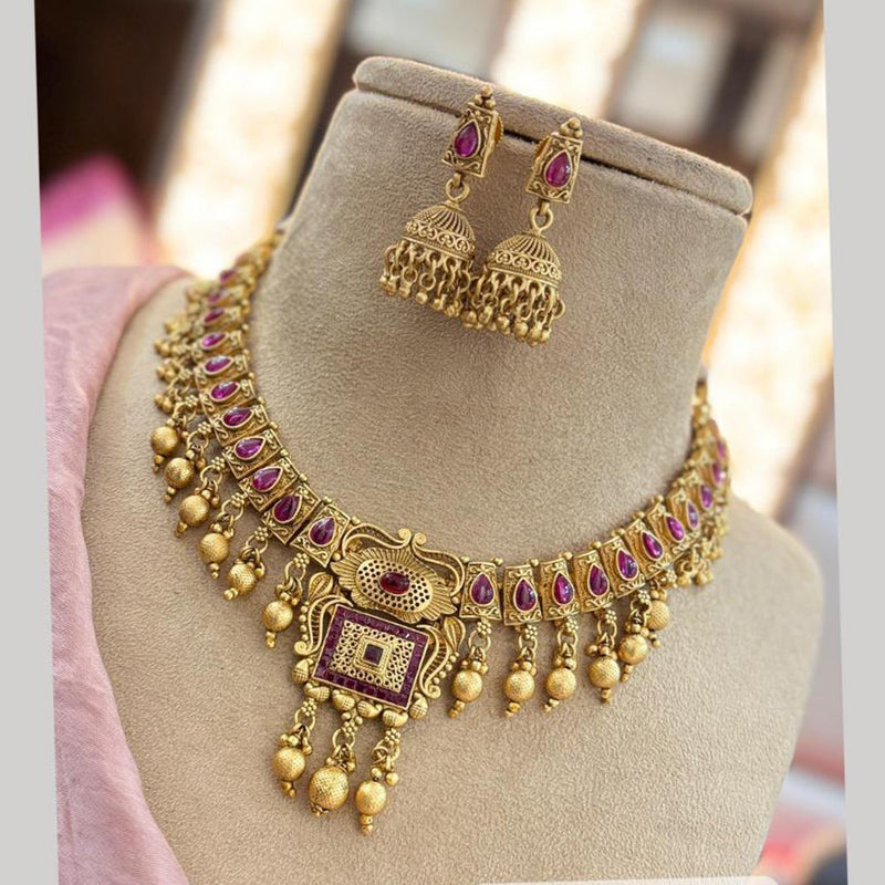 Jewel Addiction Gold Plated Pota Stone Choker Necklace Set