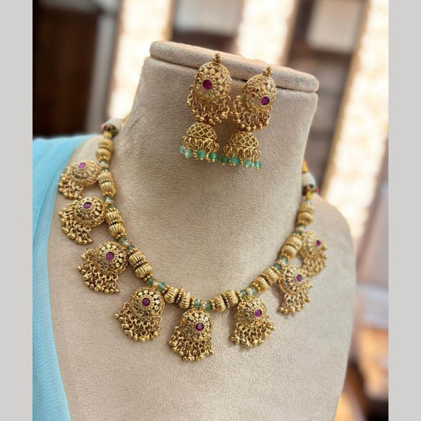 Jewel Addiction Gold Plated Pota Stone Necklace Set