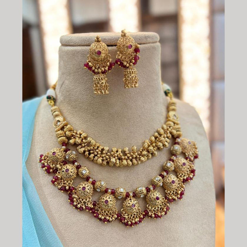 Jewel Addiction Gold Plated Pota Stone Choker Necklace Set