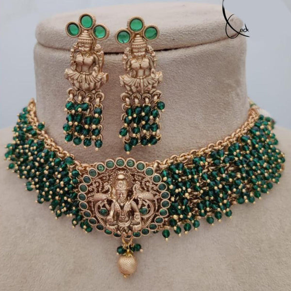 Jewel Addiction Gold Plated Kundan Stone And Pearls Temple Choker Necklace Set